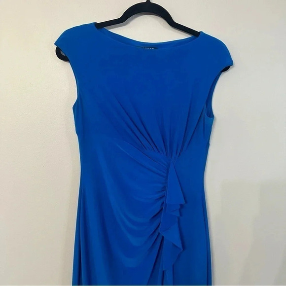 Lauren Ralph Lauren Women's Twist Front Cap Sleeve Blue Dress Size 6 GUC - Picture 3 of 8